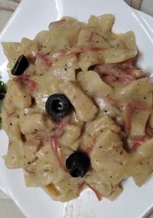 A picture of Creamy homemade Bow tie pasta 😋.