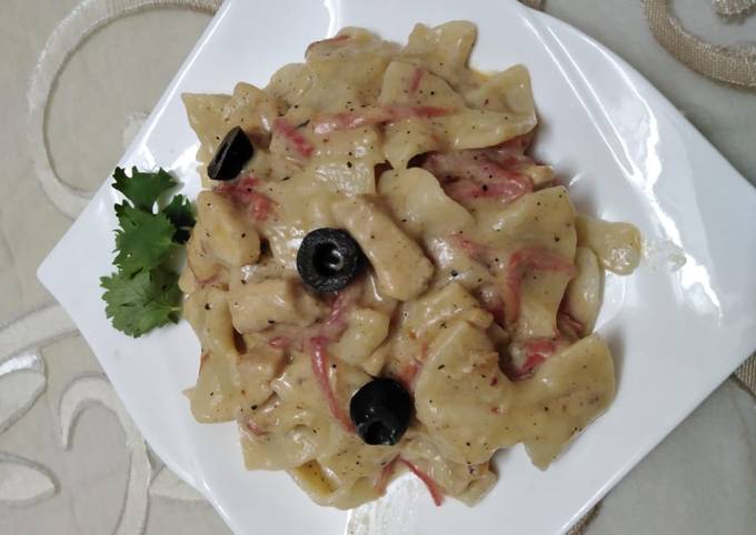 How to Prepare Super Quick Homemade Creamy homemade Bow tie pasta 😋