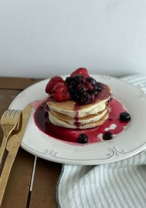 Una foto de Hot cakes sin gluten y sin azúcar