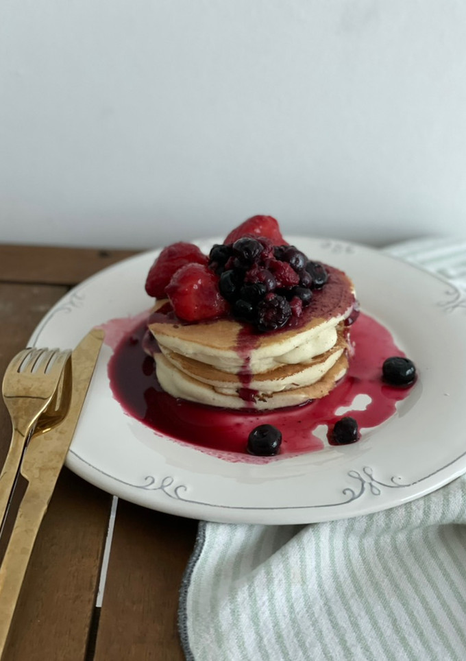 Una foto de Hot cakes sin gluten y sin azúcar
