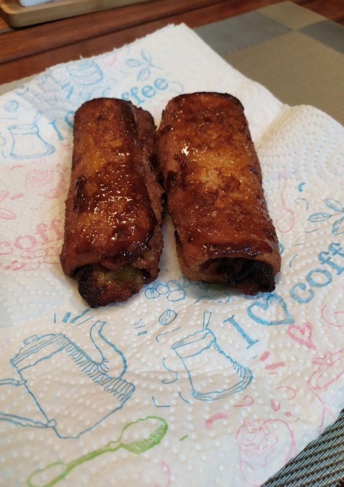 Una foto de Rollitos de Caramelo, Plátano y Chocolate