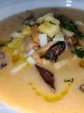 Crema con "espuma" de mejillones