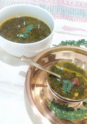 A picture of Drum stick leaves Rasam.