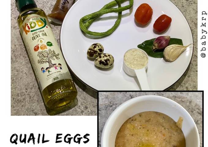 Mpasi 7 bulan: kacang panjang telur puyuh | quail eggs with long beans