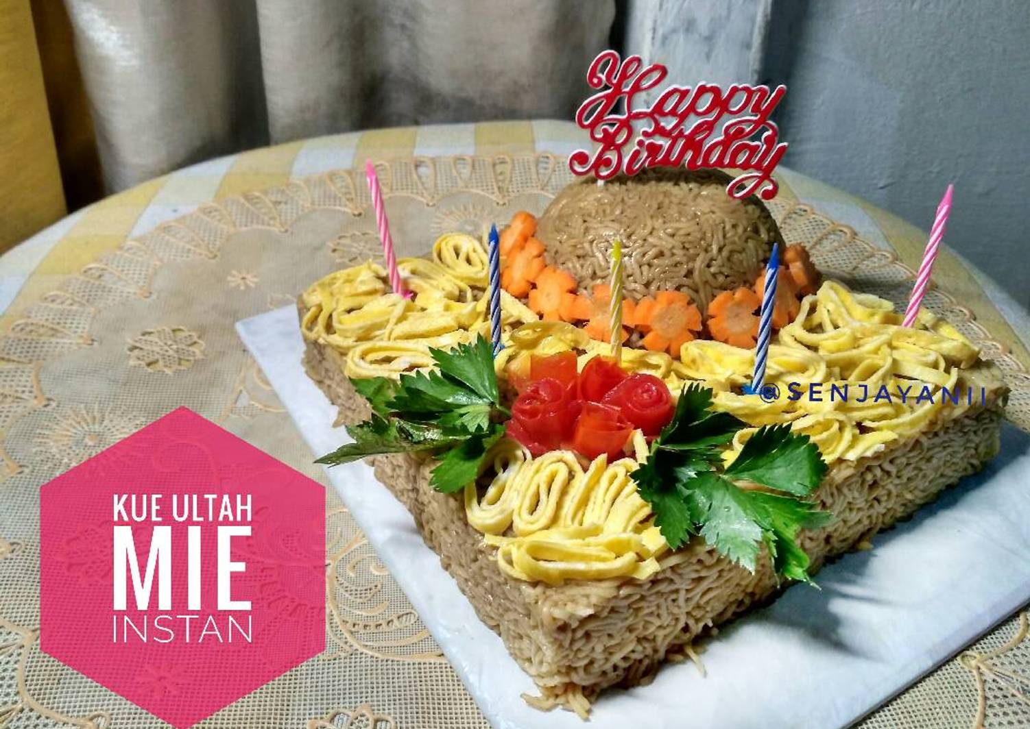 Resep Kue Ulang tahun Mie / Indomie Instan Super Ngirit