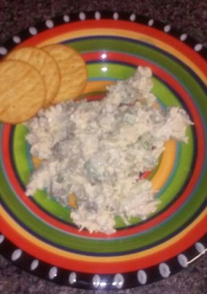 A picture of Chicken salad with grapes.