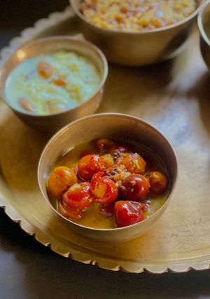 A picture of Kool or Jujube Chutney for Saraswati Pujo or Basant Panchami.