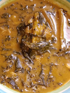 A picture of Ofe Ede(cocoyam soup)/ Bitterleaf soup.