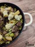 Poêlée de légumes de printemps et joue de porc