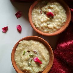 A picture of Dates and Rice Phirni.