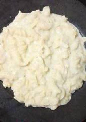 A picture of Pasta with homemade white sauce.
