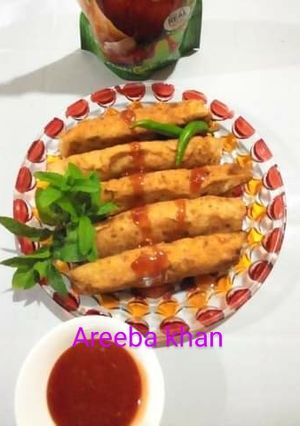 A picture of Chicken vegetables roll.