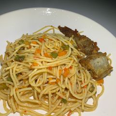 A picture of Stir fry Spaghetti.