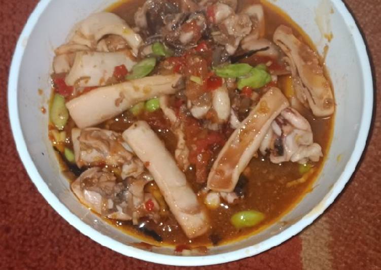 Cumi sotong sambel terasi pete