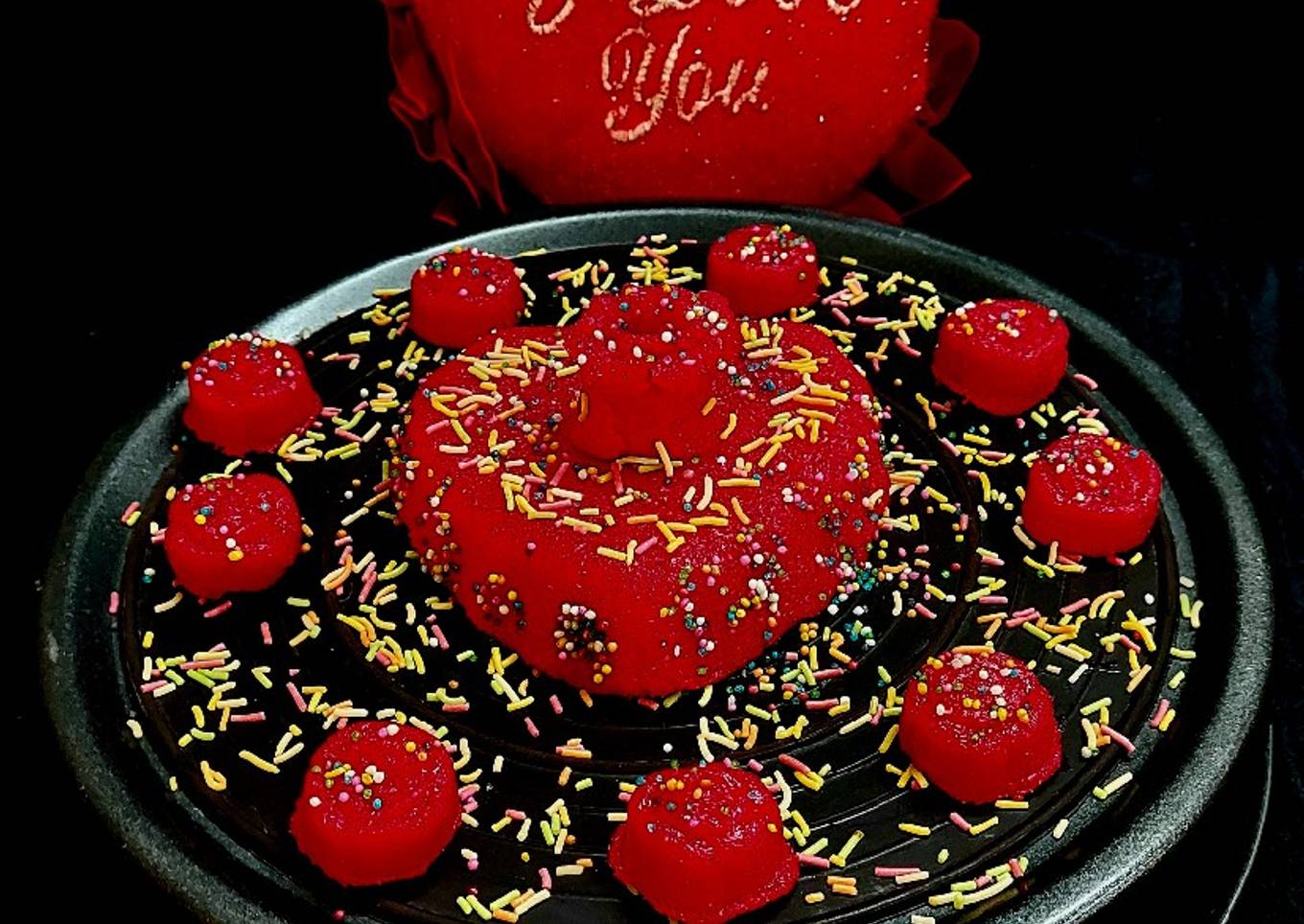 Red Rose Heart Coconut Dessert