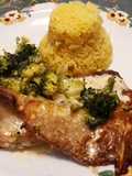 Brótola gratinada con brócoli