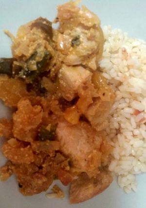 Una foto de 🍗Pollo al melocotón con Ras el Hanout🍑