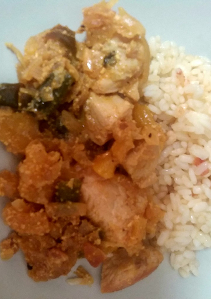 Una foto de 🍗Pollo al melocotón con Ras el Hanout🍑