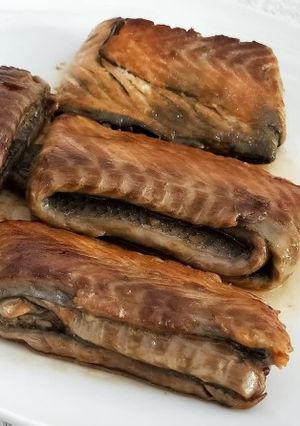 A picture of Easy Baked or Pan Fry Salmon Skin.