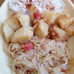 A picture of Irish potatoes with Left over Cabbages.