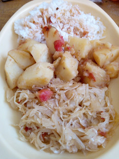 A picture of Irish potatoes with Left over Cabbages.