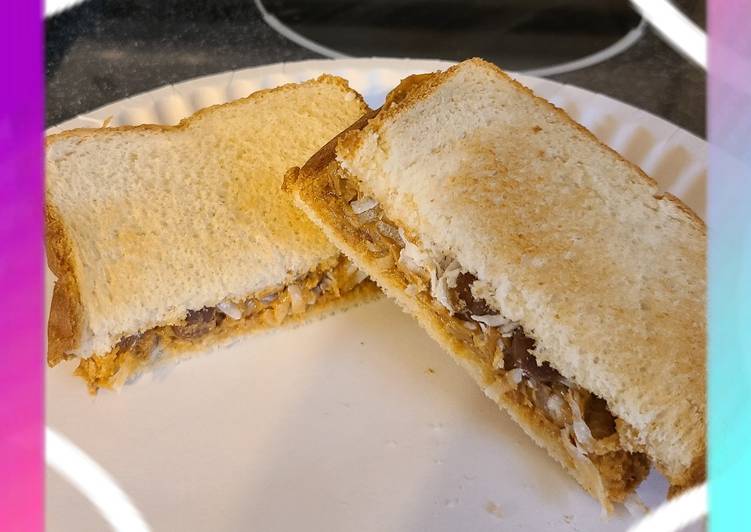 Peanut butter and coconut sandwich with chocolate
