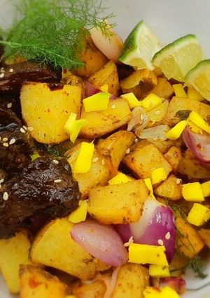 A picture of Baked Crispy Potatoes & Herbs.