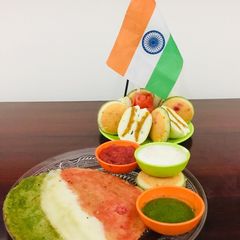 A picture of Steam tirangi idli trianga dosa.