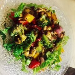 A picture of Brocolli & Mushroom stir fry.