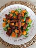 Ensalada templada de calabaza y pollo marinado