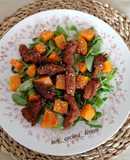 Ensalada templada de calabaza y pollo marinado