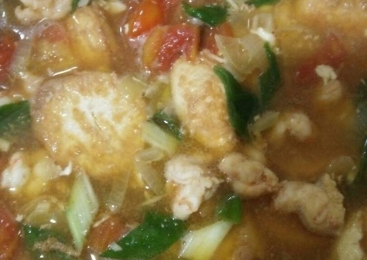 Udang, tofu tumis kecap