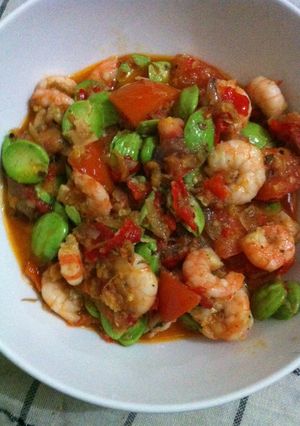 Foto resep Udang pedas tumis pete