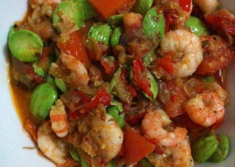 Resep Udang pedas tumis pete oleh Mutia Binti M Musa Ummi 