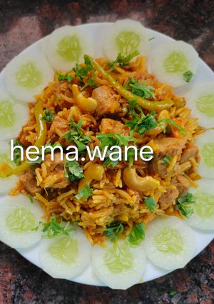A picture of Soya chunks pulao.