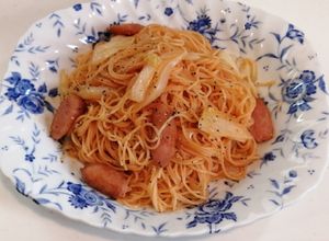 Foto resep Japanese Napolitan Spaghetti with Cabbage