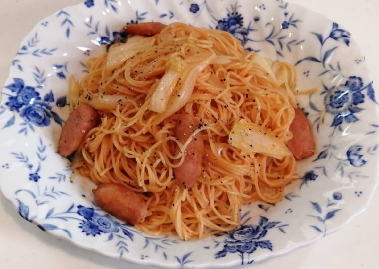 Japanese Napolitan Spaghetti with Cabbage