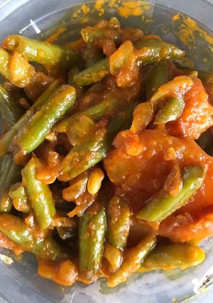 A picture of Green bean and potato#eattherainbow.
