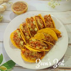 A picture of Mexican Tacos with Avocado Salsa.