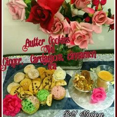 A picture of Butter Cookies With Ginger Cardomon Cinnamon Tea.