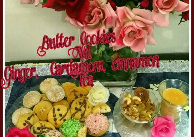 Butter Cookies With Ginger Cardomon Cinnamon Tea