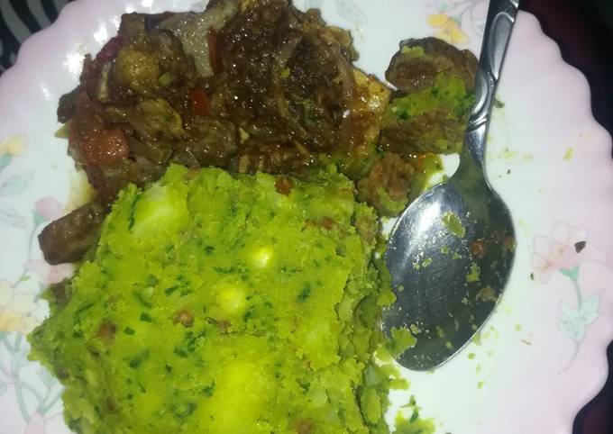 Simple Way to Make Thomas Keller Mashed potatoes,added some kunde and pumpkin leaves