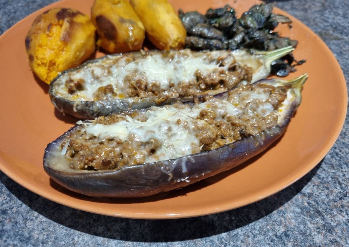 Minced Beef Stuffed Aubergines