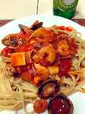 Linguini en salsa de mariscos