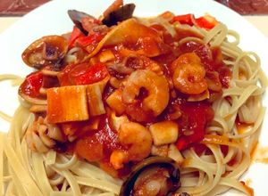 Una foto de Linguini en salsa de mariscos