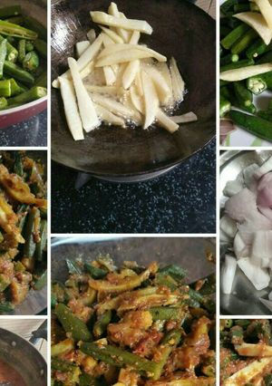 A picture of #Tiffin box bhindi with French fries.