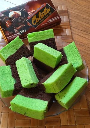 Foto resep Brownies Pandan Kukus 😘 re-cook resep JE debloom 👍