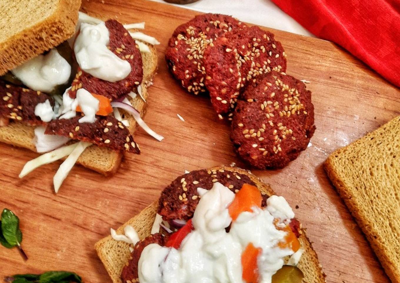 Beetroot Falafel Sandwiches