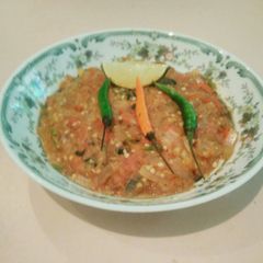 A picture of Begun bhorta/mashed eggplant/bringal bhorta.