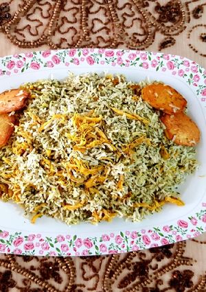 عکسی از دستور شوید پلو با مرغ